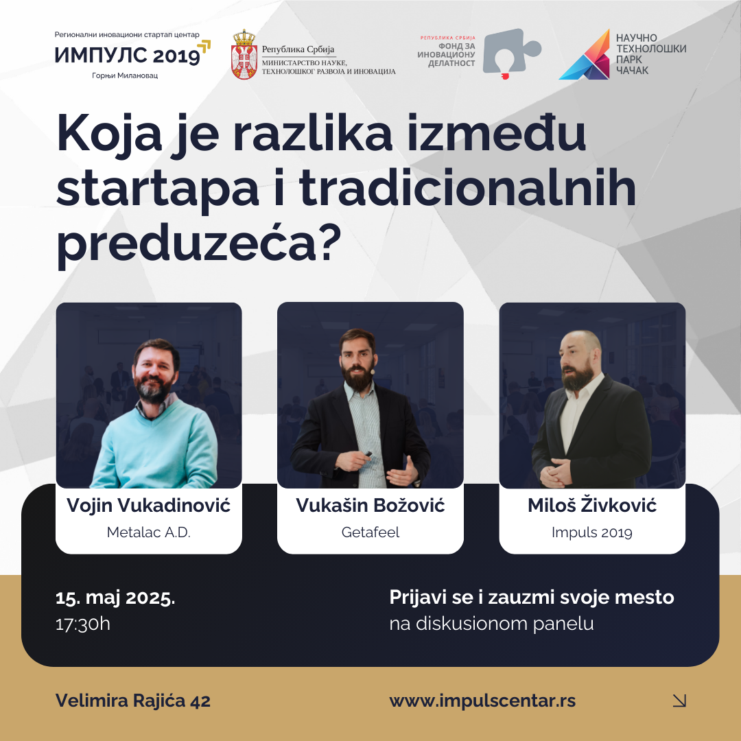 Impuls 2019 panel koja je razlika izmedju startapa i tradicionacnog preduzeca smm post 1