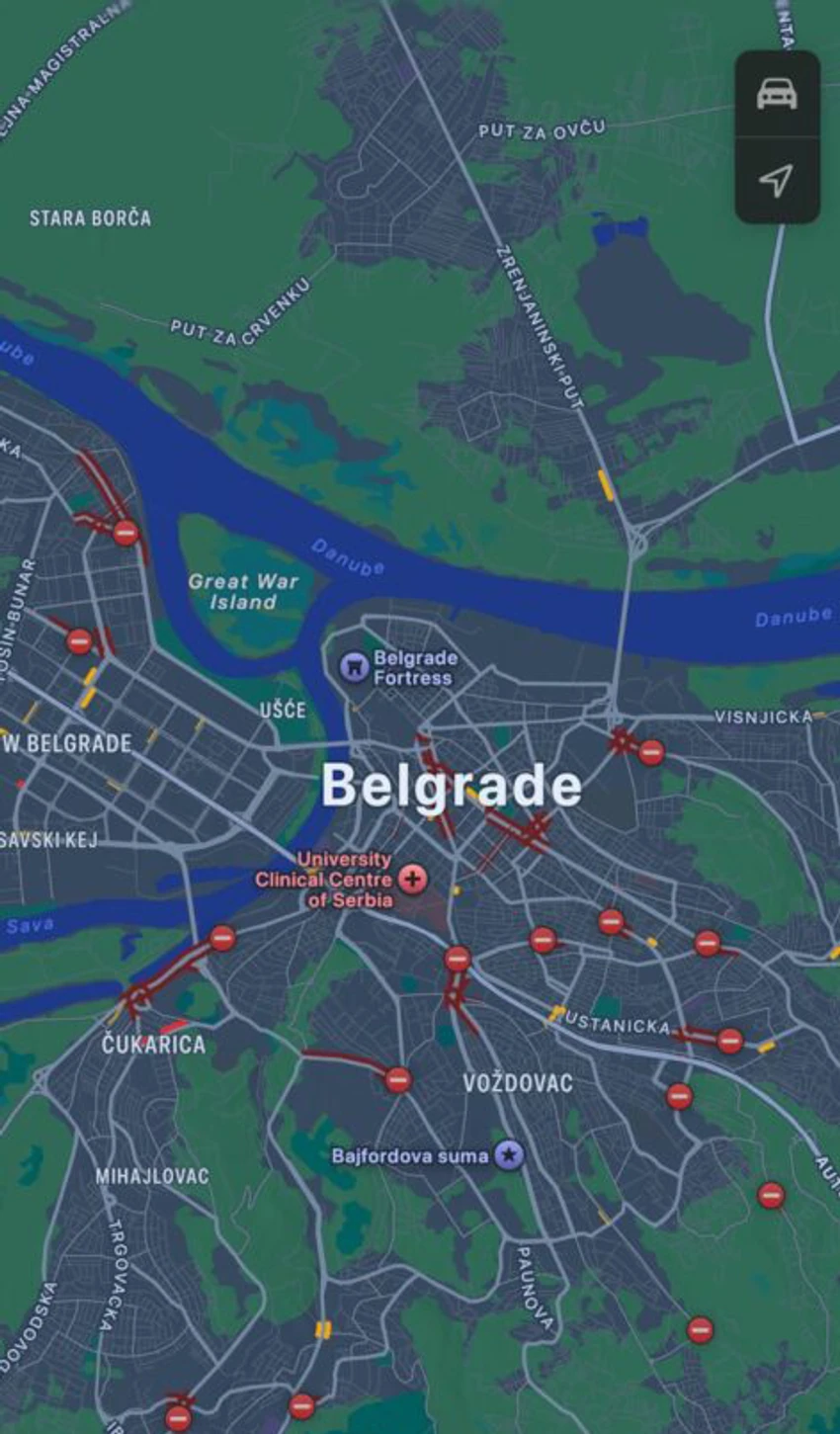 Beograd  mapa blokada
