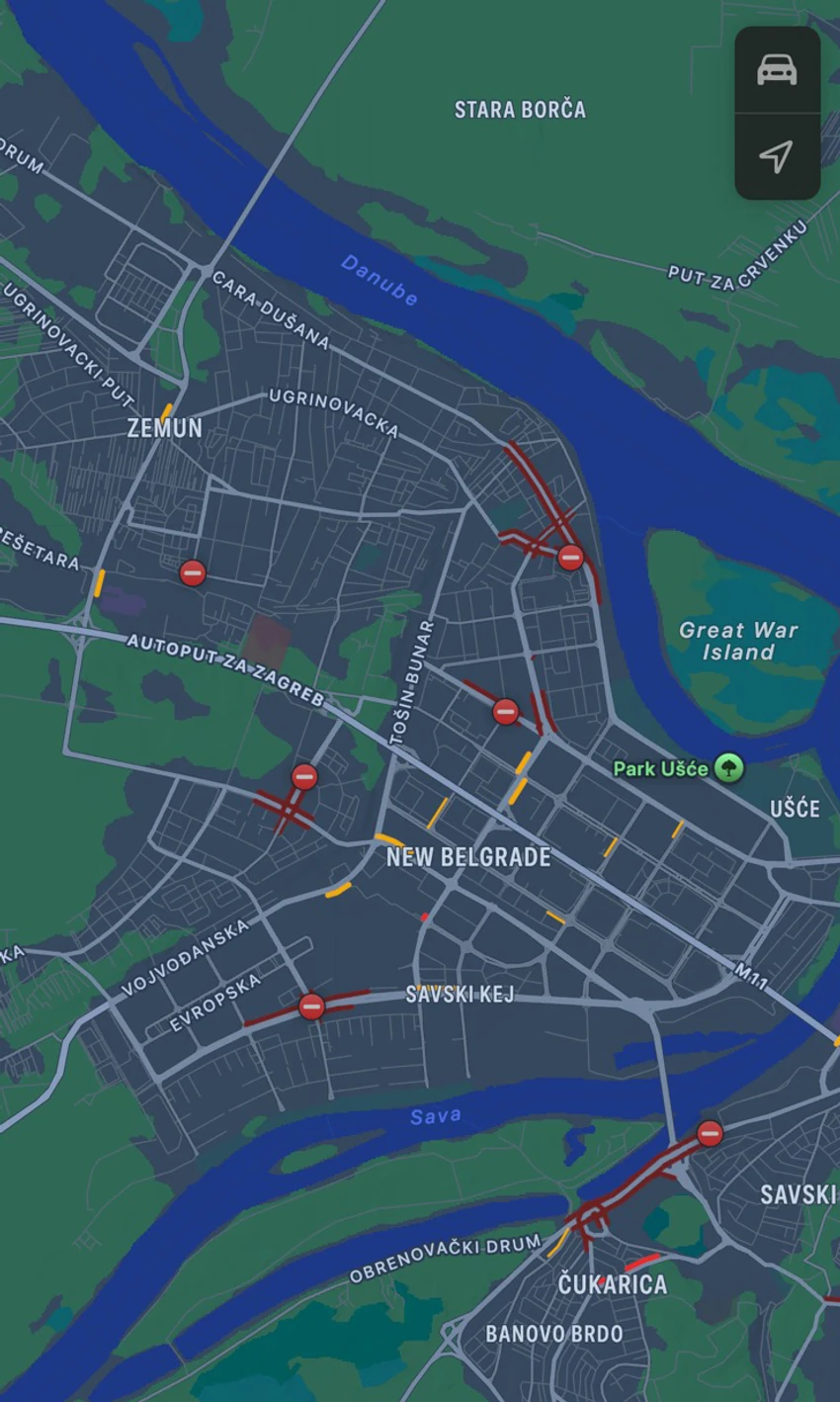 Novi beograd mapa blokada
